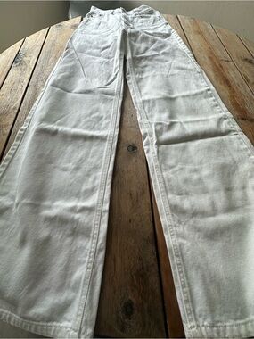 Pull&Bear White High-Rise Wide Leg Jeans